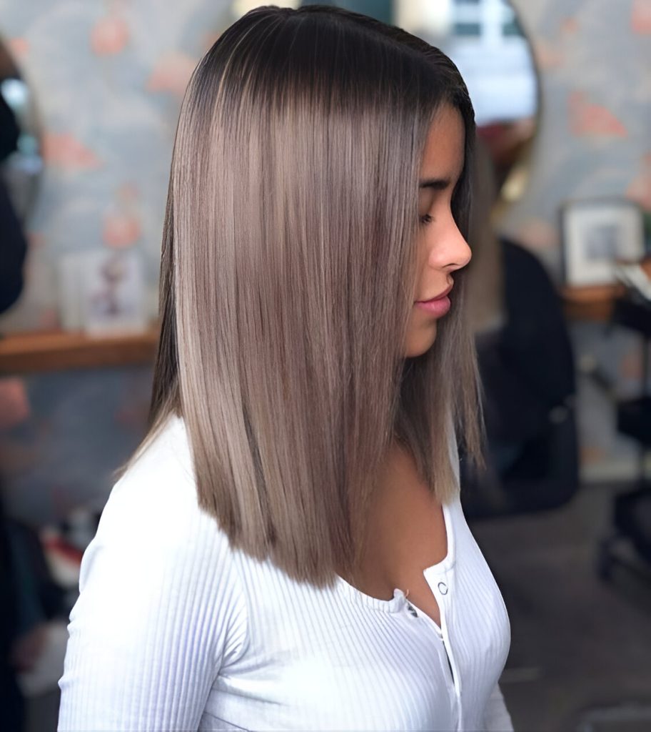Pin-Straight Ash Brown Hair