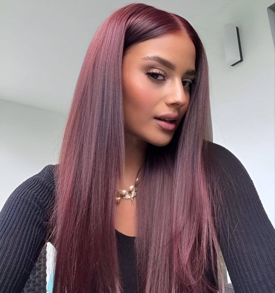 Pin-Straight Burgundy Hair