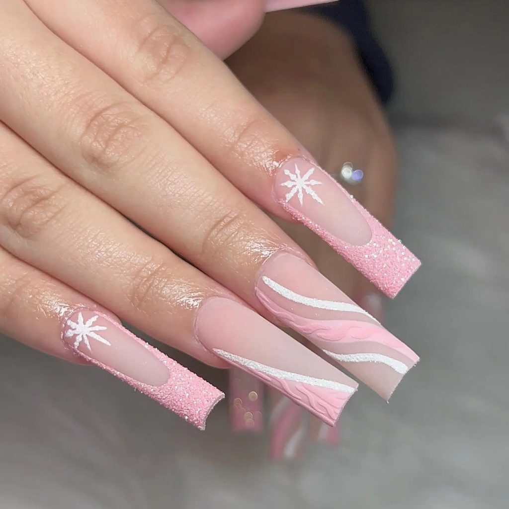 Pink And White Manicures