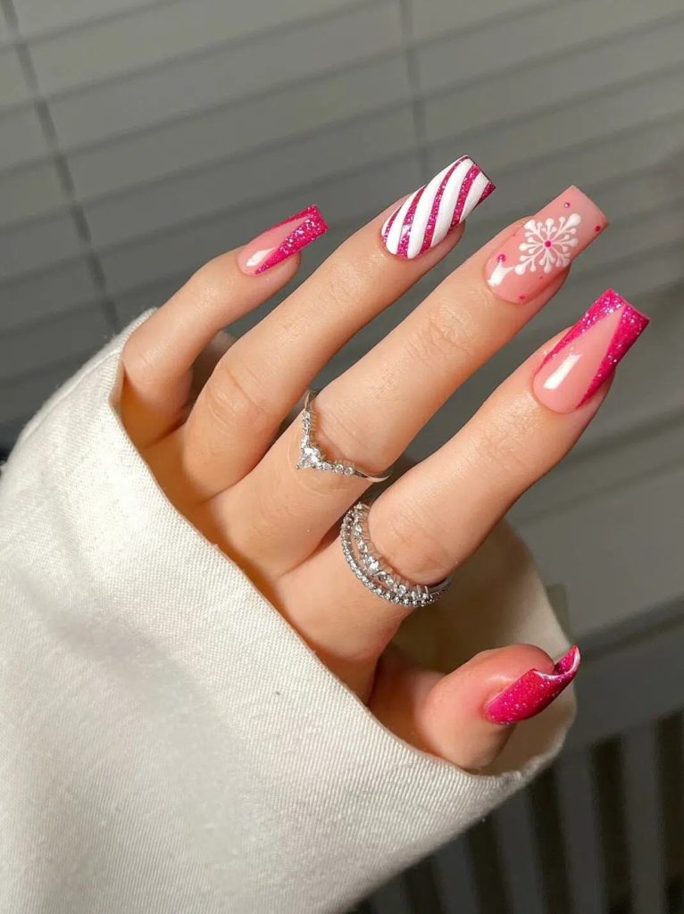 Pink And White Manicures