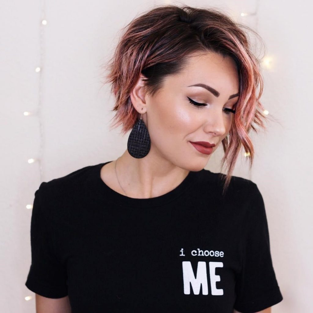 Pink Asymmetrical Pixie Cut