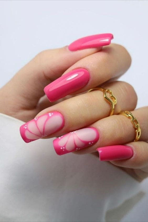 Pink Girly Acrylic Nails