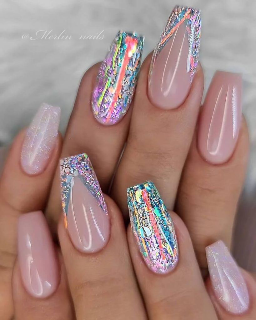  Pink Glitter Nail Designs