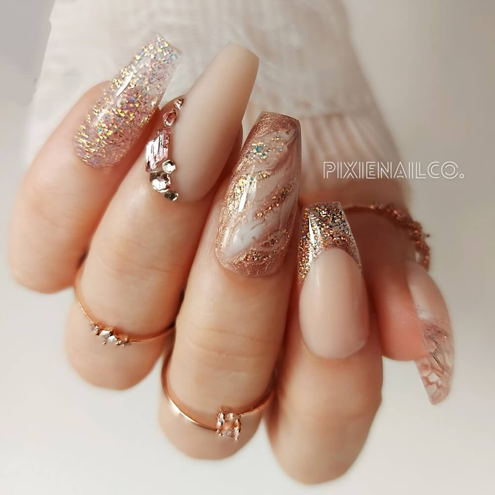  Pink Glitter Nail Designs