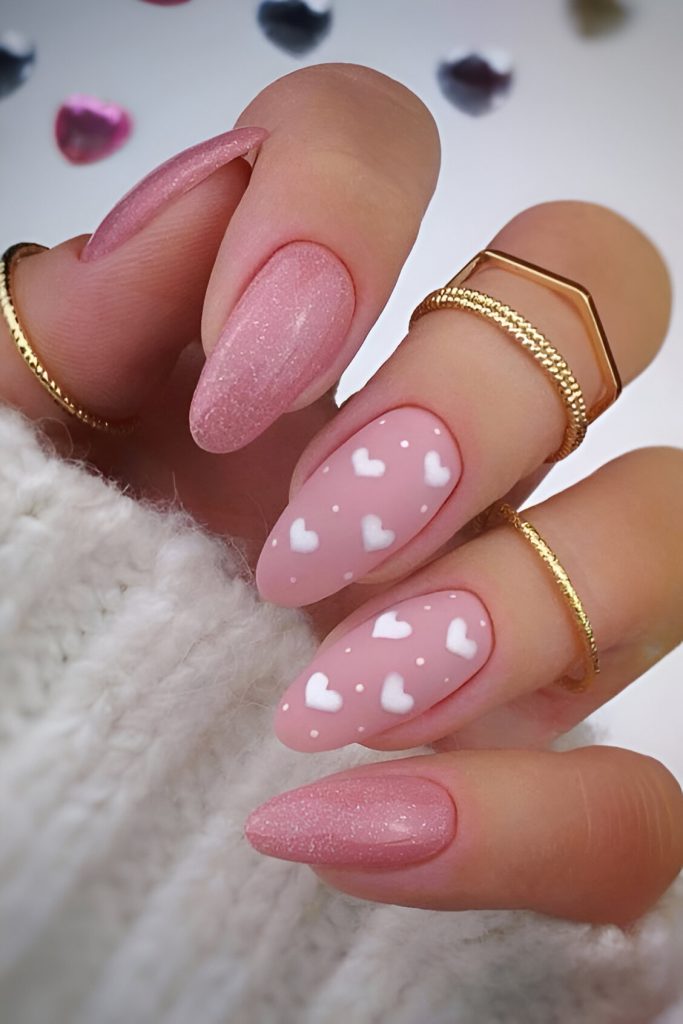 Pink Heart Manicures