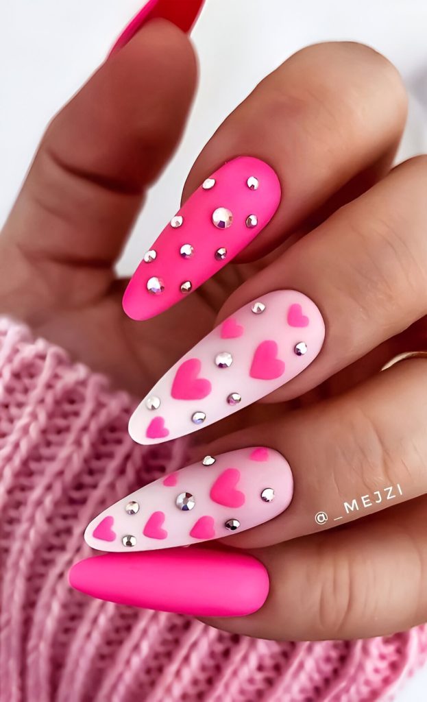 Pink Heart Manicures