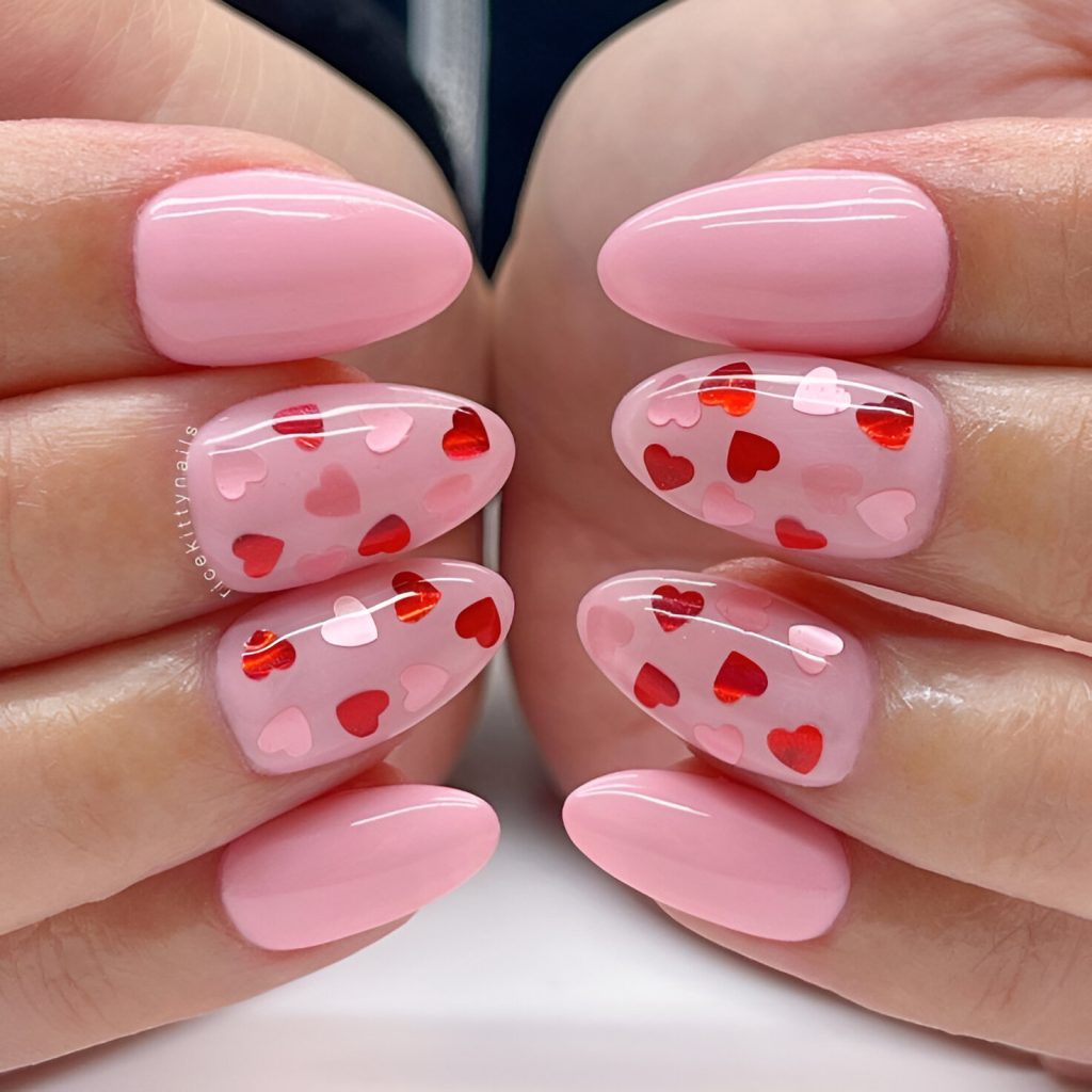 Pink Heart Manicures