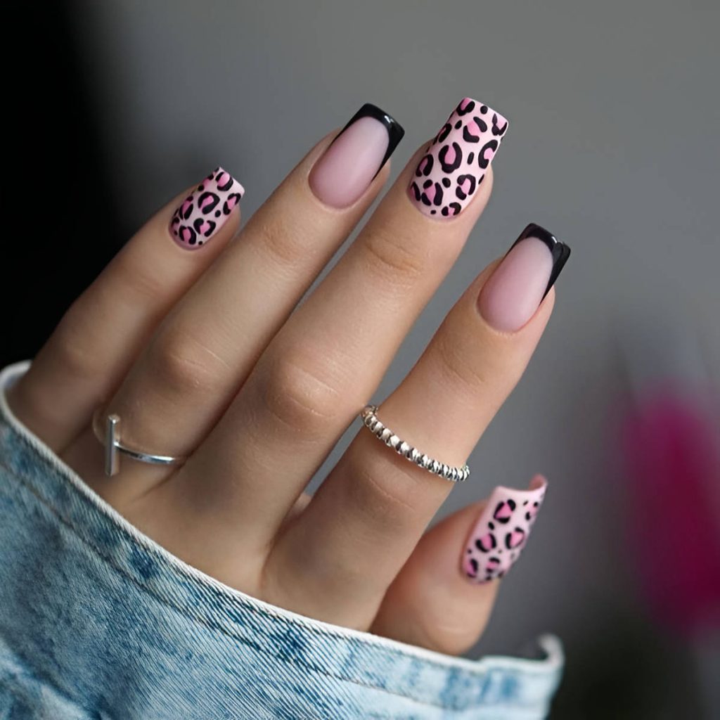 Pink Leopard Nails