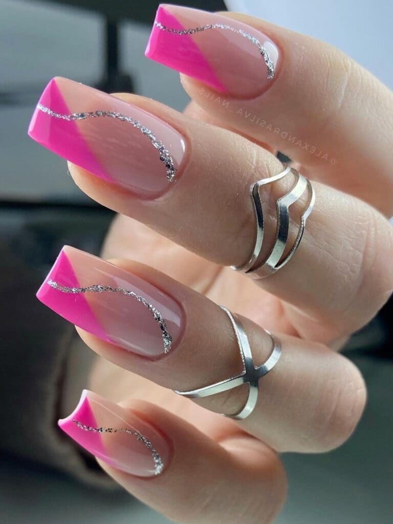 Pink Square French Tips