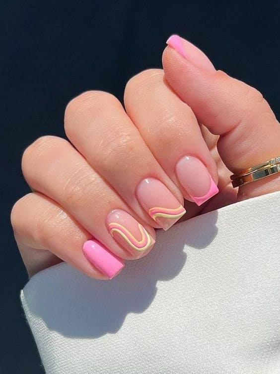 Pink Square French Tips