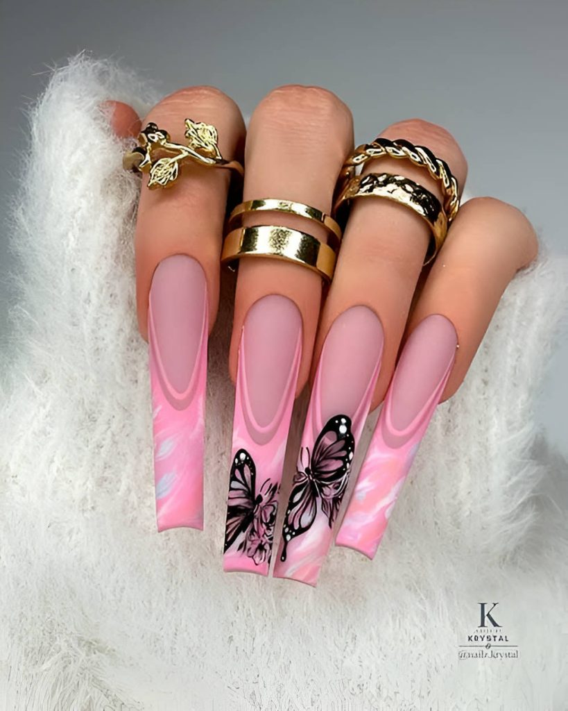 Pink Square French Tips