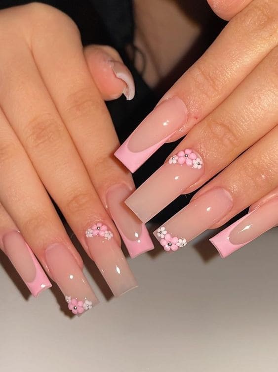 Pink Square French Tips