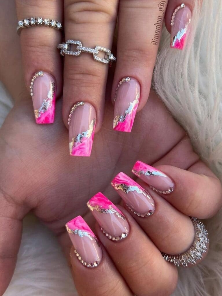 Pink Square French Tips
