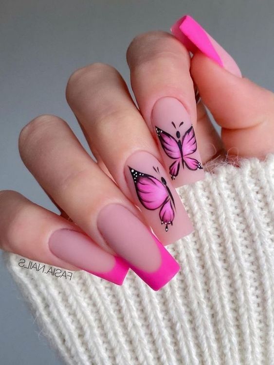 Pink Square French Tips