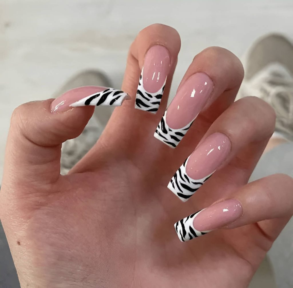 Pink Zebra French Tips
