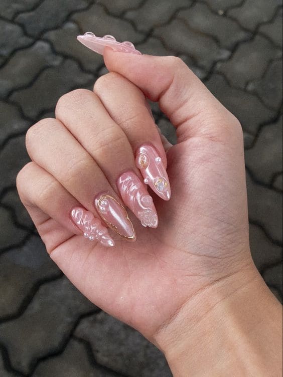 Pinky Pearlescent Nails