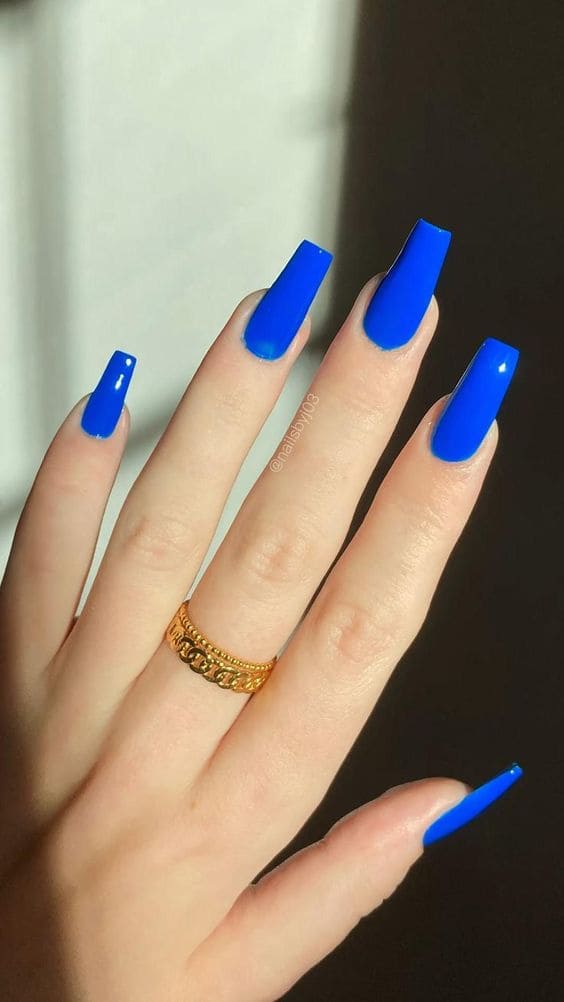 Plain Blue Nails