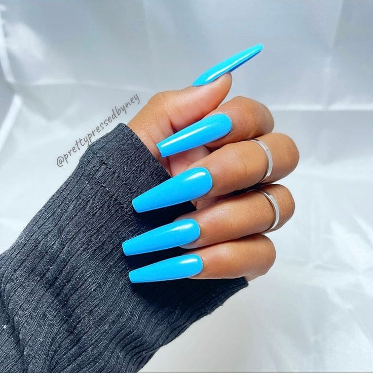 Plain Blue Nails