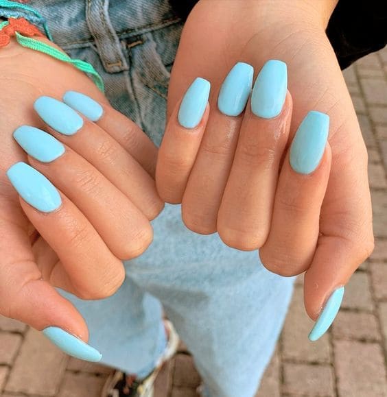Plain Blue Nails