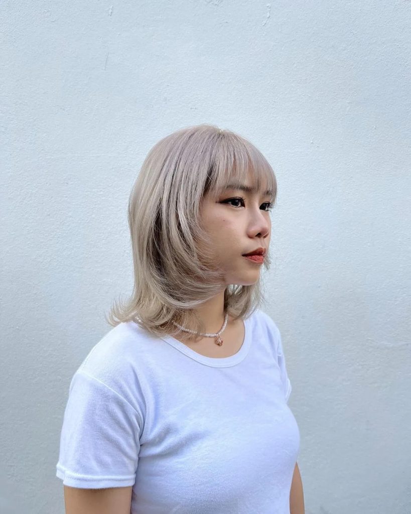 Platinum Blonde Wolf Cut