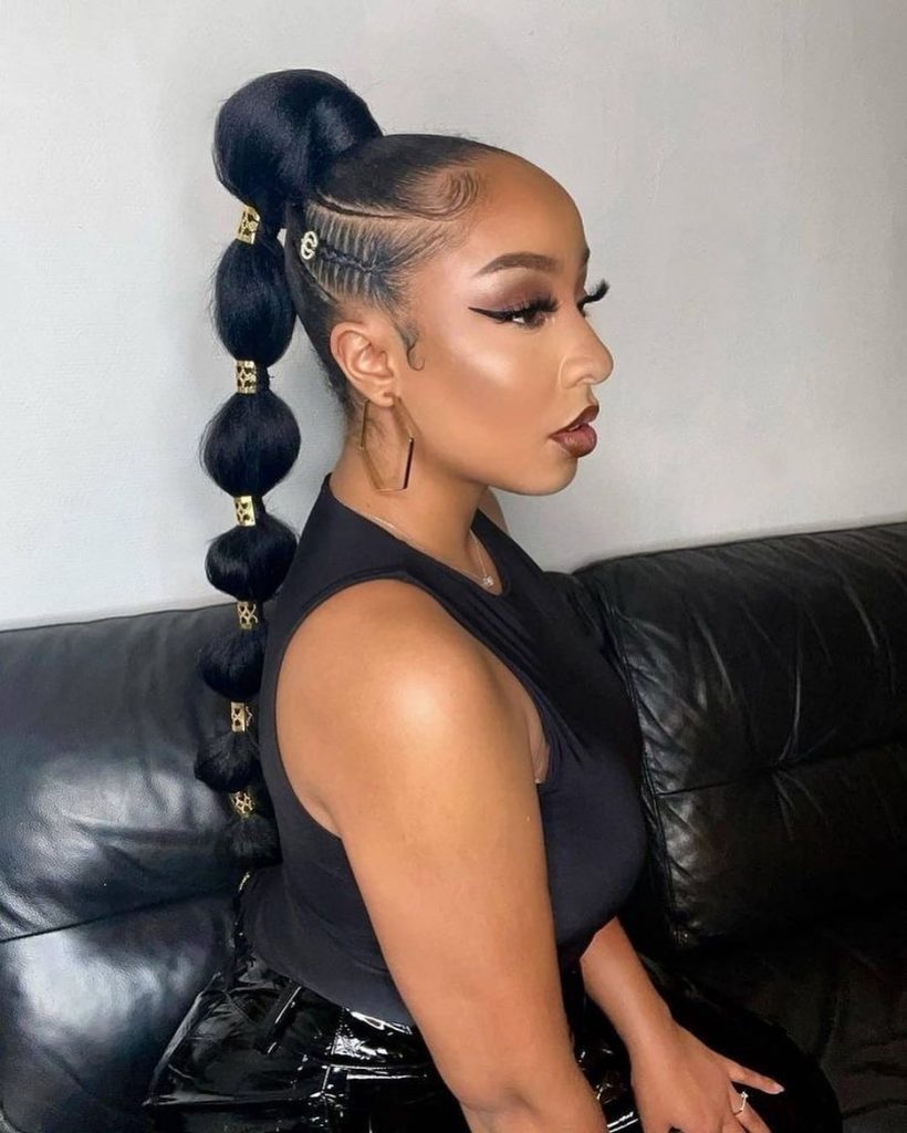 Ponytail Hairstyles For Black Hair With Bubble Braid