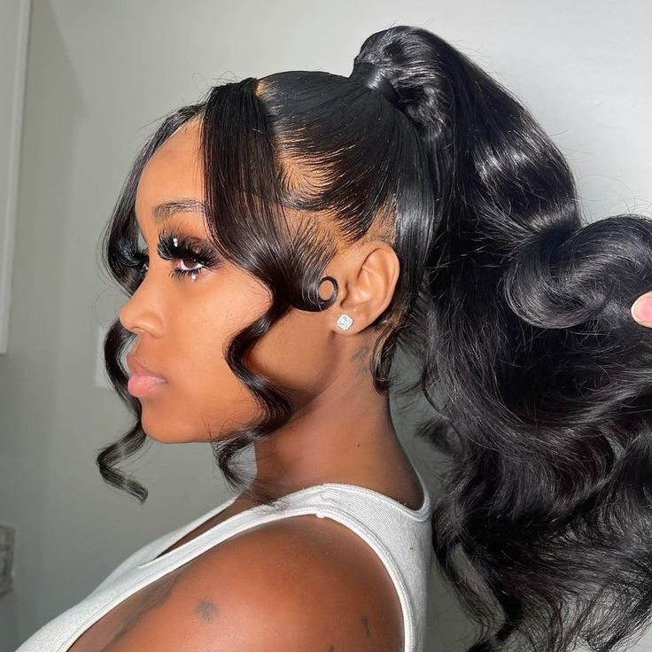 Ponytail Hairstyles With Curly Side Bang