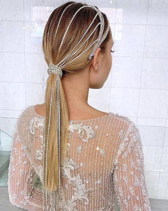 Ponytail With Rhinestone Accessory