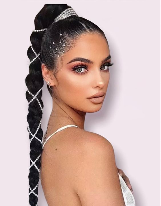 Ponytail With Rhinestone Accessory
