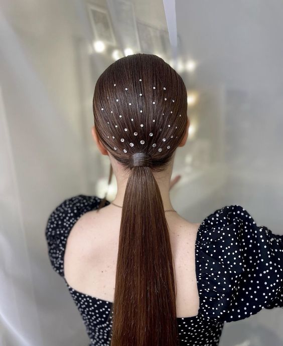 Ponytail With Rhinestone Accessory