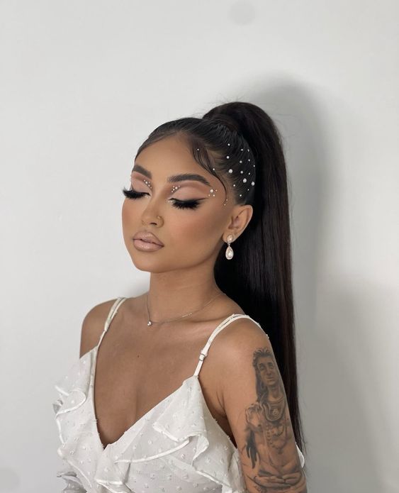 Ponytail With Rhinestone Accessory