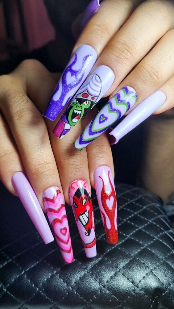 Powerpuff Girl Nails