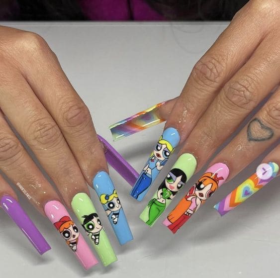 Powerpuff Girl Nails