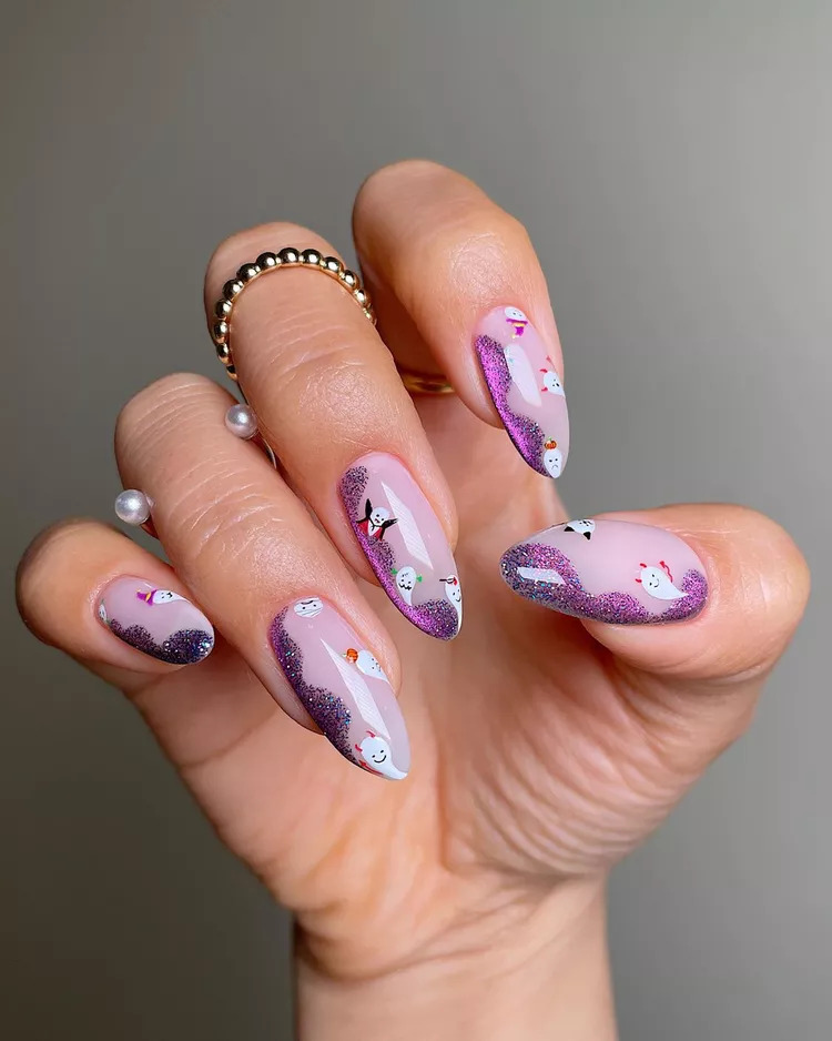 Purple Glitter Ghosts