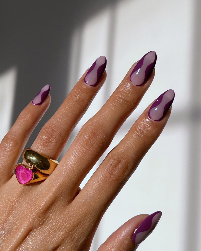 Purple Swirled Winter Nails