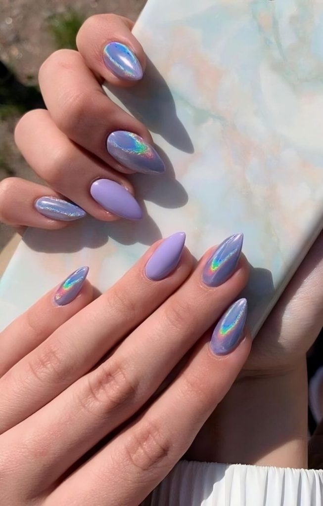 Rainbow Chrome Nails