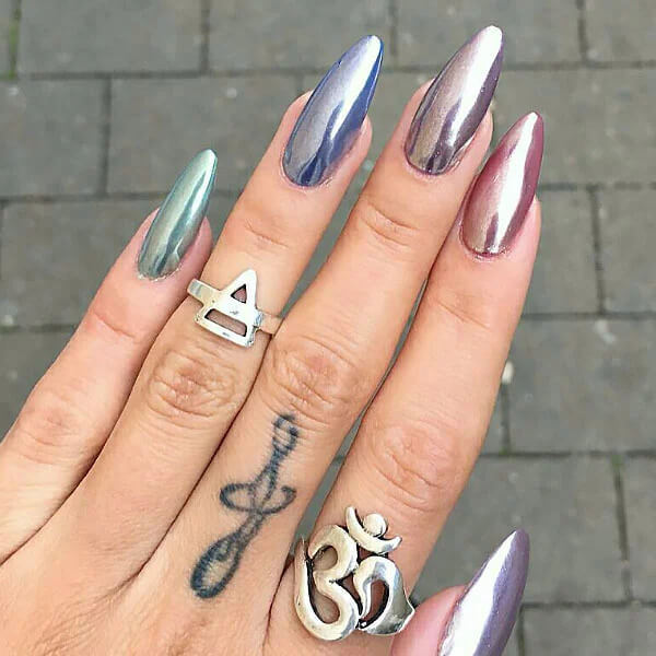 Rainbow Chrome Nails