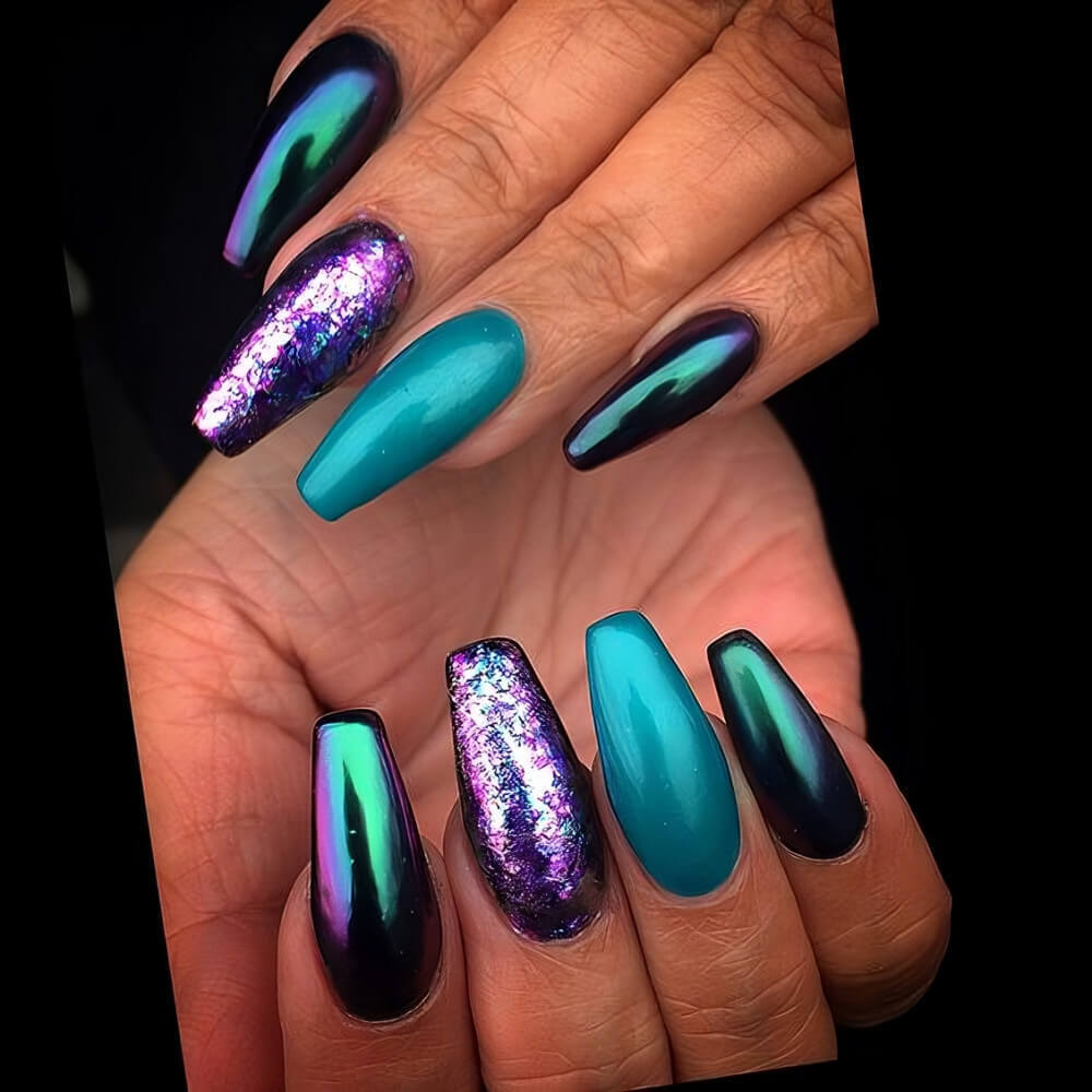 Rainbow Chrome Nails