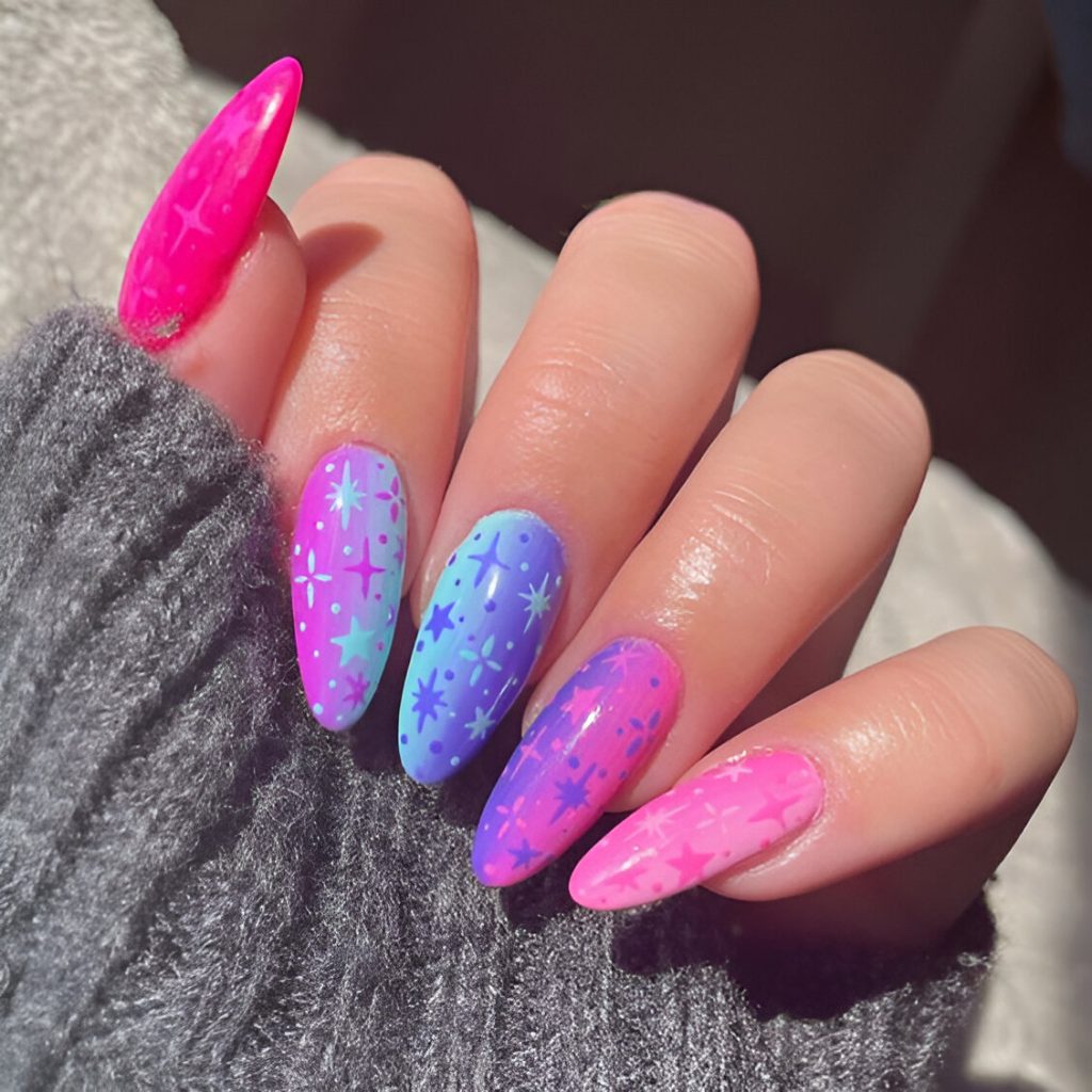 Rainbow Nails For New Year's Eve