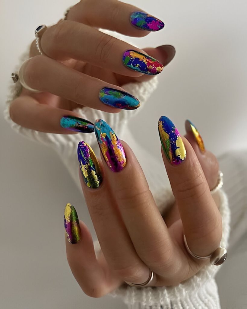 Rainbow Nails For New Year's Eve
