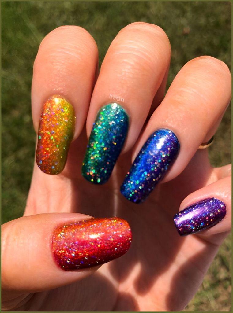 Rainbow Nails For New Year's Eve