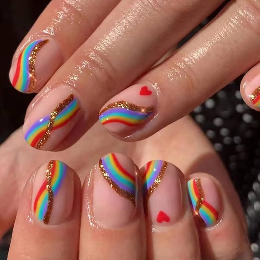 Rainbow Patterns For Short Acrylic Nails