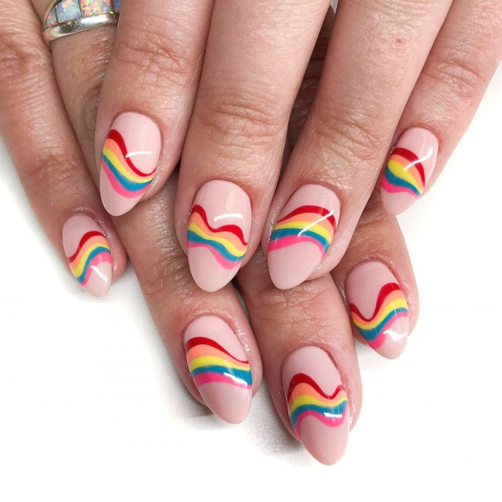 Rainbow Patterns For Short Acrylic Nails