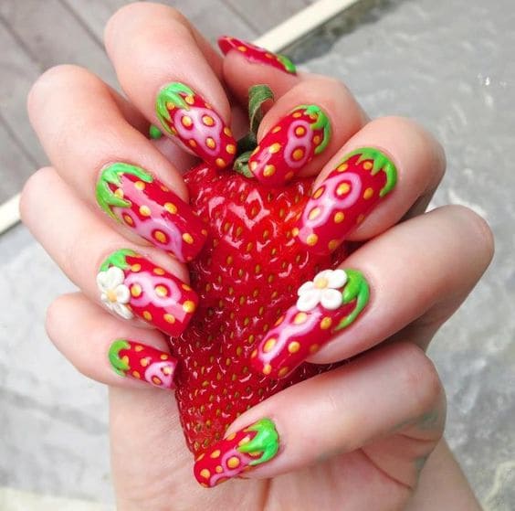 Realistic Strawberry Manicure