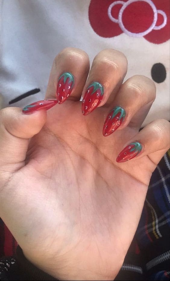 Realistic Strawberry Manicure