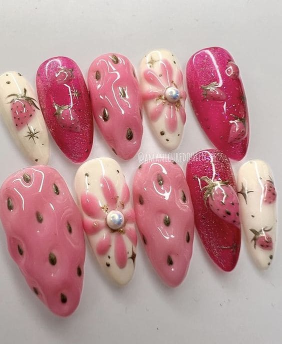 Realistic Strawberry Manicure