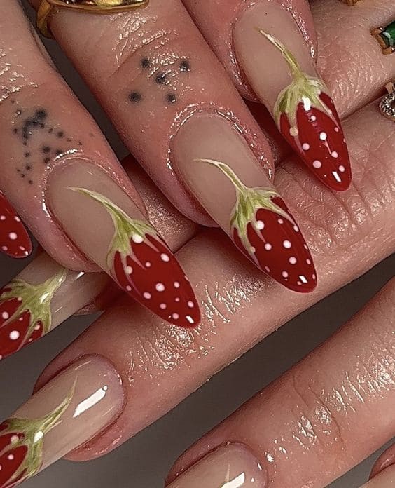 Realistic Strawberry Manicure
