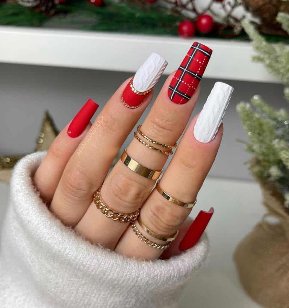 Red And White Christmas Nails