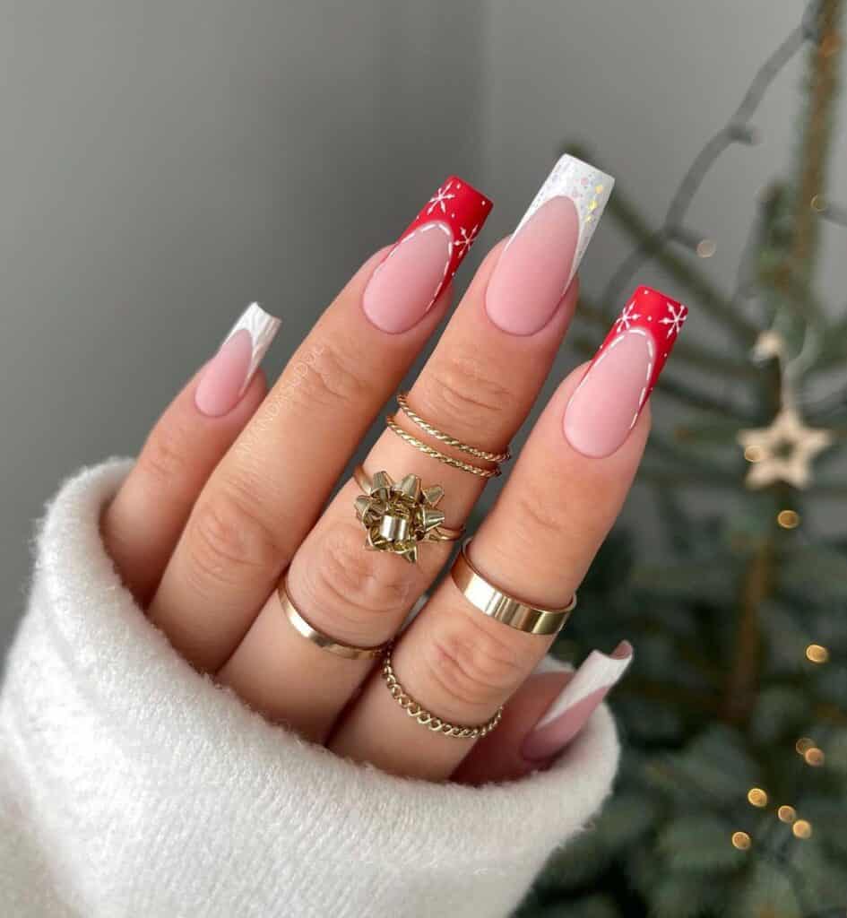 Red And White Christmas Nails