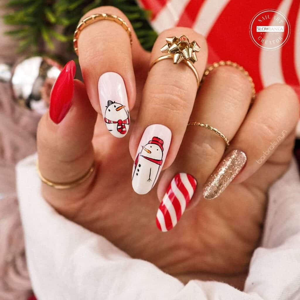 Red And White Christmas Nails