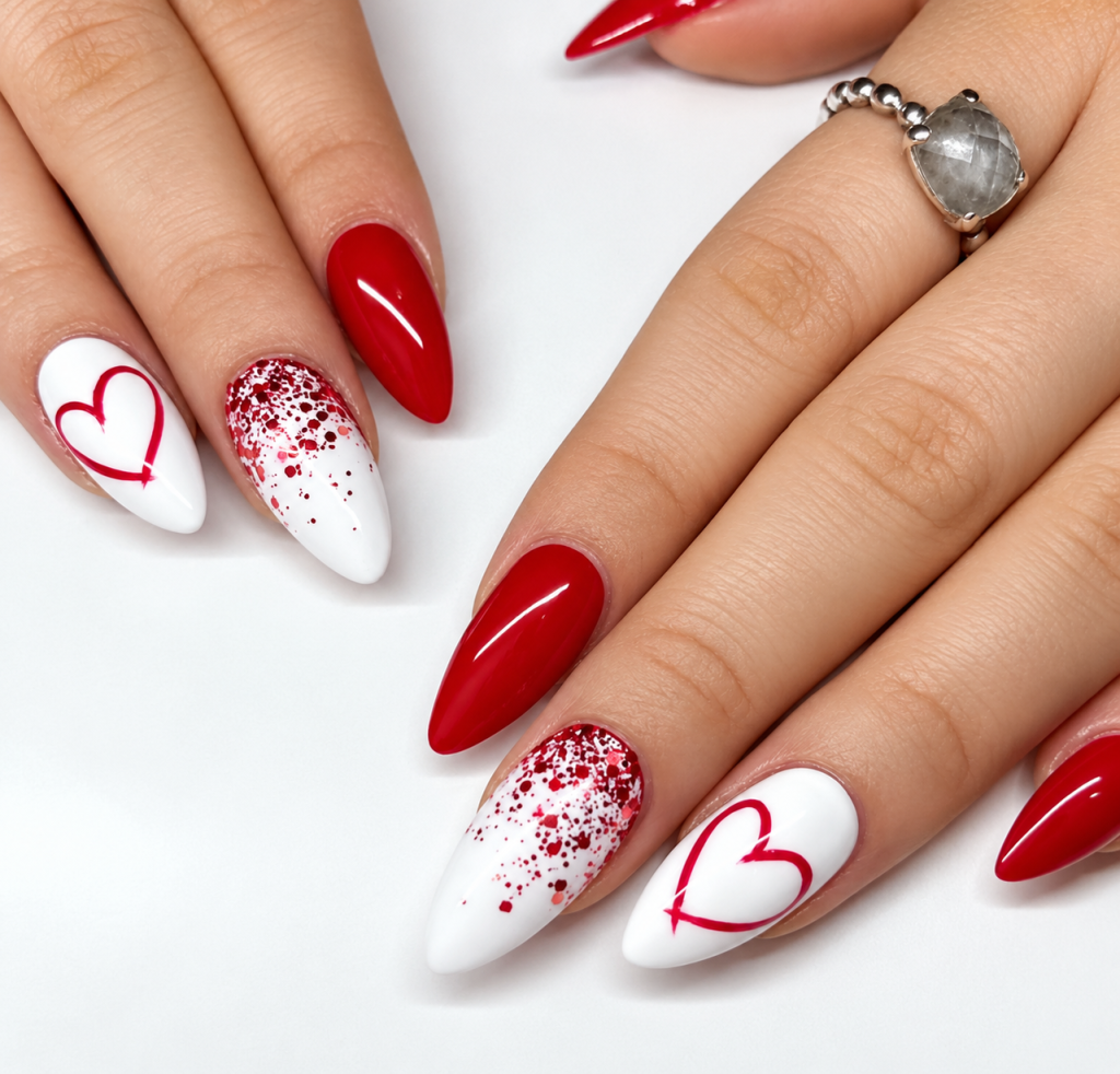  Red And White Nails